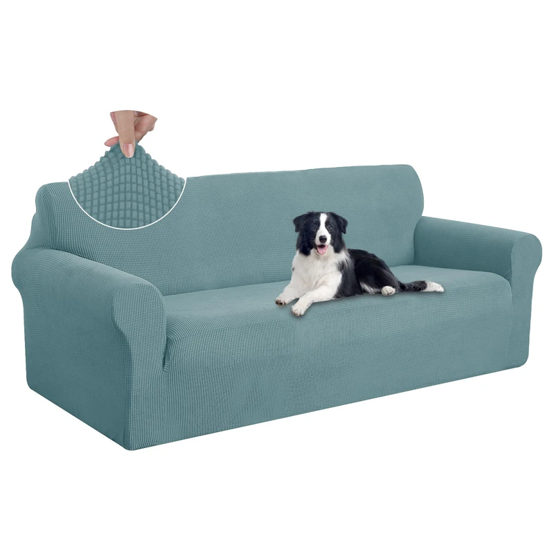 U-NICE HOME Stretch Couch Cover Sofa Cover Sofa Slipcover Furniture Protector for 4 Cushion Couch Sofa Pet Friendly(Oversized Sofa, Light Blue)