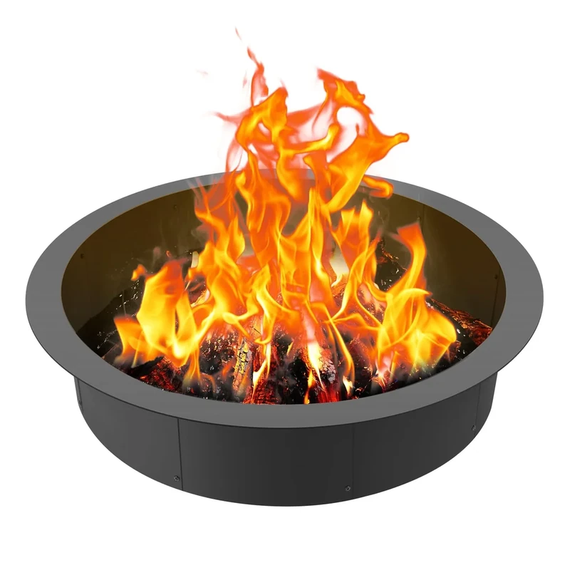 VEVOR Fire Pit Ring, 44-Inch Outer/39-Inch Inner Diameter, 10inch Height 2.5mm Thick Fire Pit Insert, Heavy Duty Carbon Steel Liner DIY Campfire Ring above or In-Ground, for Outdoor Camping, Bonfires