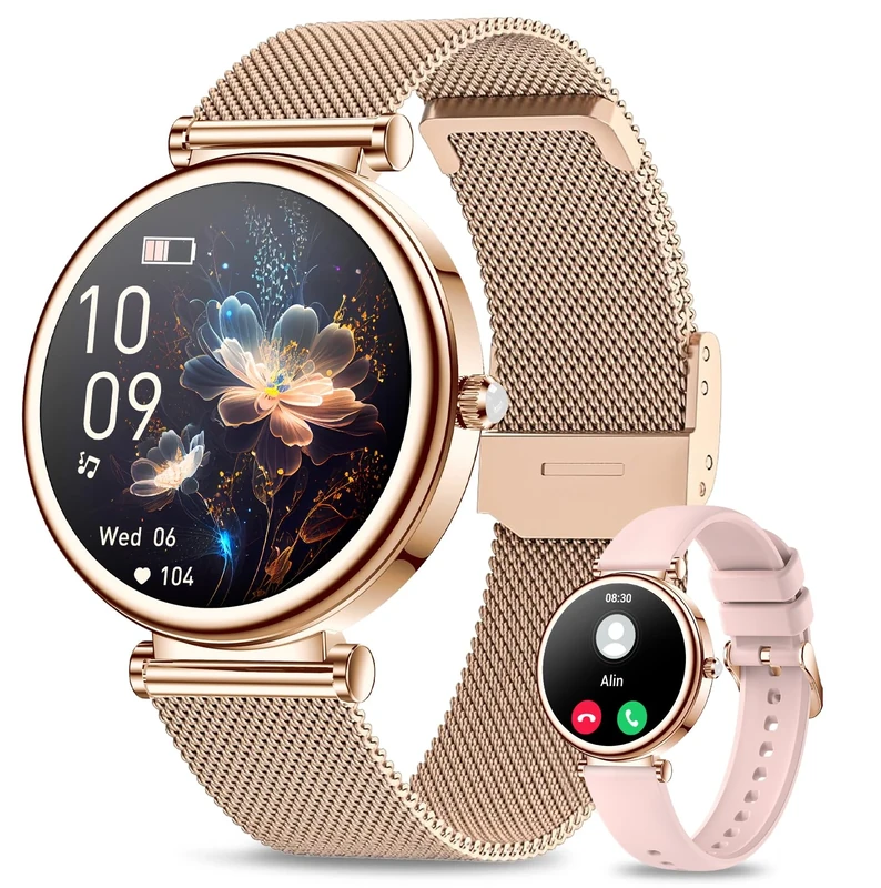 Smart Watches for Women,1.27" HD Ladies Smart Watch with Bluetooth Call,120+ Sports Modes,Heart Rate/Blood Pressure/SpO2 Monitor,IP68 Waterproof,Fitness Tracker,Smartwatch for Android/iOS Rose Gold