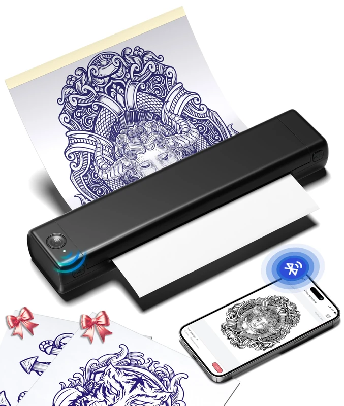 Phomemo M08F Tattoo Printer, Thermal Stencil Printer with 10 Transfer Papers, Tattoo Stencil Machine for Tattoo Artists and Beginners