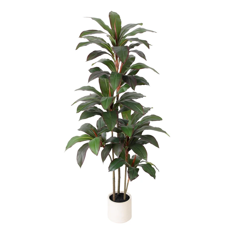 Artificial Dracaena Tree 5 FT, Fake Tree with White Planter, Faux Yucca Silk Floor Plants Indoor, Artificial Trees for Home Office Decor Indoor Outdoor Housewarming Gift