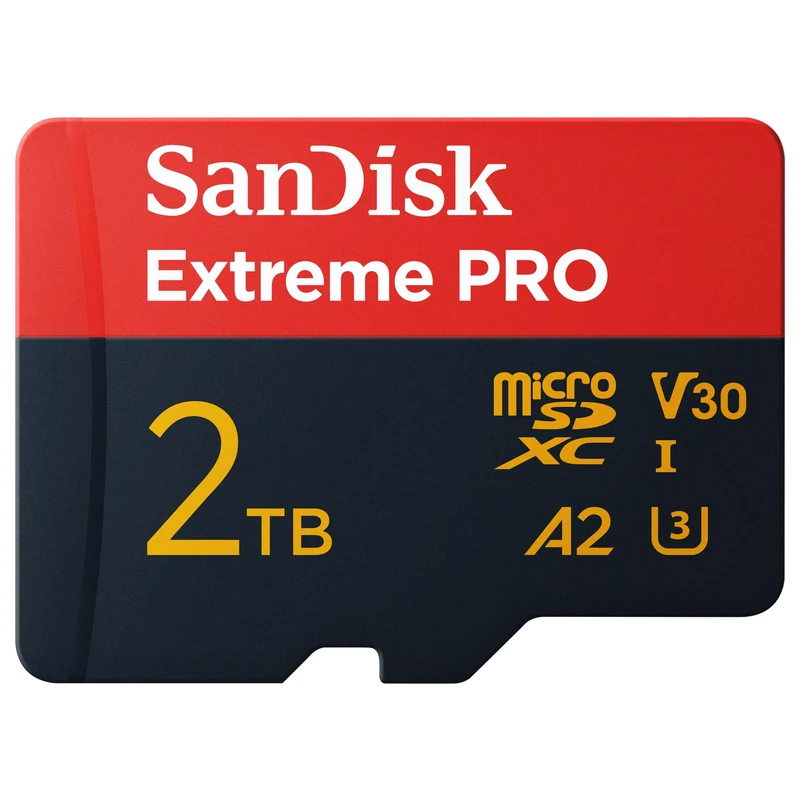SANDISK Extreme PRO micro SD card 2TB + SD adapter (For Smartphones, Action Cams, Drones, Speeds up to 250 MB/s, 5K, 4K UHD, A2 App Performance + RescuePro Deluxe UHS-I, C10, U3, V30