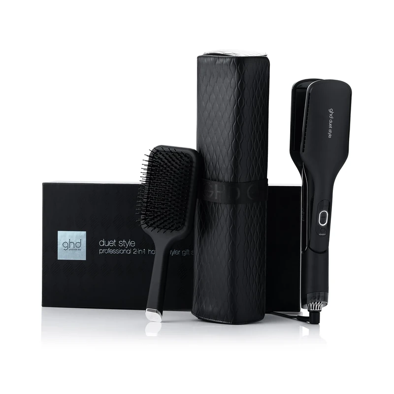ghd Duet Style Gift Set - 2-in-1 Hot Air Styler with Paddle Brush and Heat Resistant Bag, from Wet to Dry, Hair Straighteners and Hair Dryer in One Tool with No Heat Damage, UK Plug