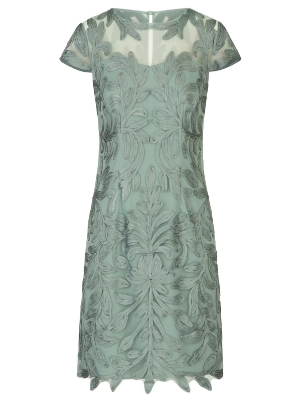 Apart Cocktail Dress Elaborately Knitted Mesh Dress, Jade, 14