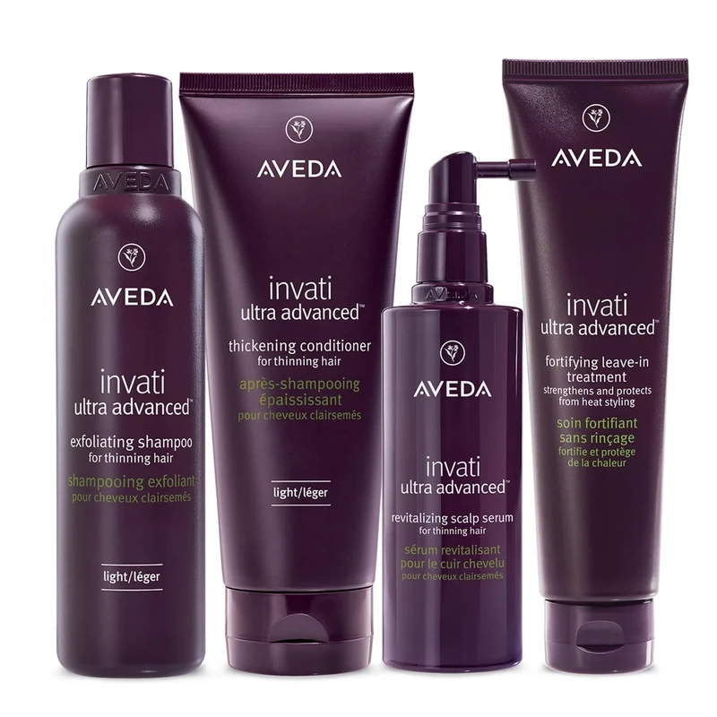 Aveda Invati Ultra Advanced Light 4-Step System | Exfoliating Shampoo, Thickening Conditioner, Revitalizing Scalp Serum, Fortifying Leave-In Hair Treatment | Reduces Hair Loss by 77%* - Image 1