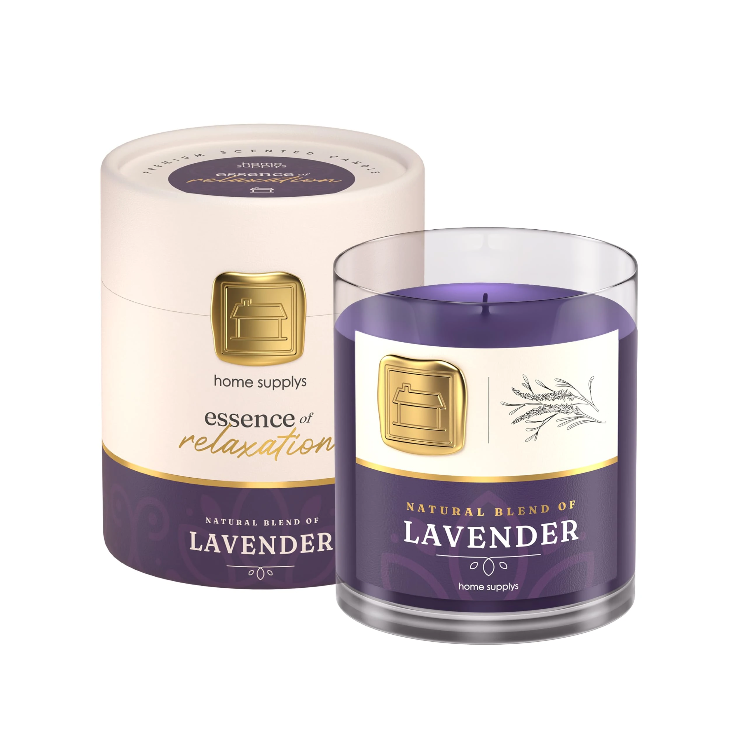 Large Lavender Candle - Deep Sleep Candle Gift for Women & Men with Lid - Perfect Nights Sleep - Relaxing Scent Long Burn Time with Lavender, Chamomile, Jasmine, Lily & Pine (280g/60hr)