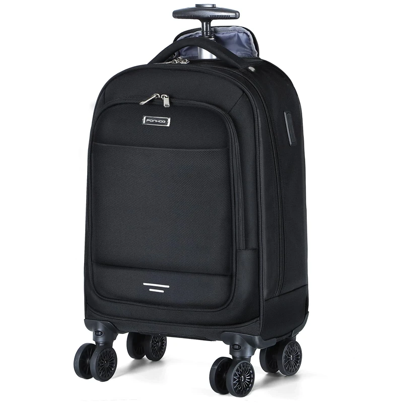Ponhog Wheeled Backpack - 15.6 Inch Laptop Travel Backpack with 4 Spinner Wheels, Flight Approved Trolley Rucksack for Women & Men, Cabin Approved Carry On Luggage,Black