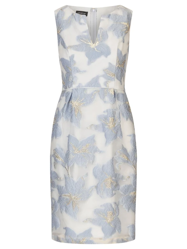 APART Fashion Women's Jacquardkleid Cocktail Dress, Light Blue-Cream, 20