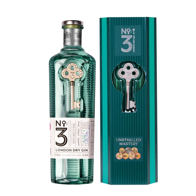 No.3 London Dry Gin With Gift Box, Voted Best Gin in The World 4 Times, Great For Cocktails Including Martini, Cocktail Mixer for Negroni, 46% ABV,70cl