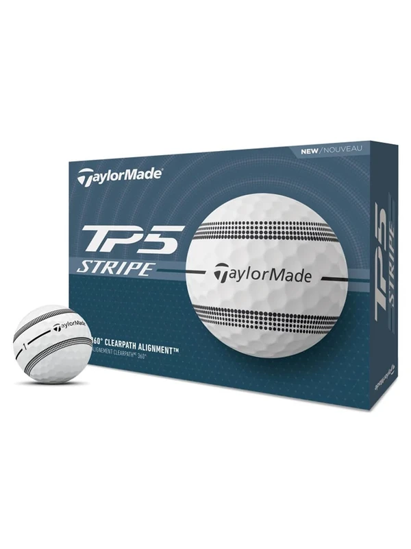 TaylorMade Golf Ball TP5 Stripe, 12 Ball Pack, White
