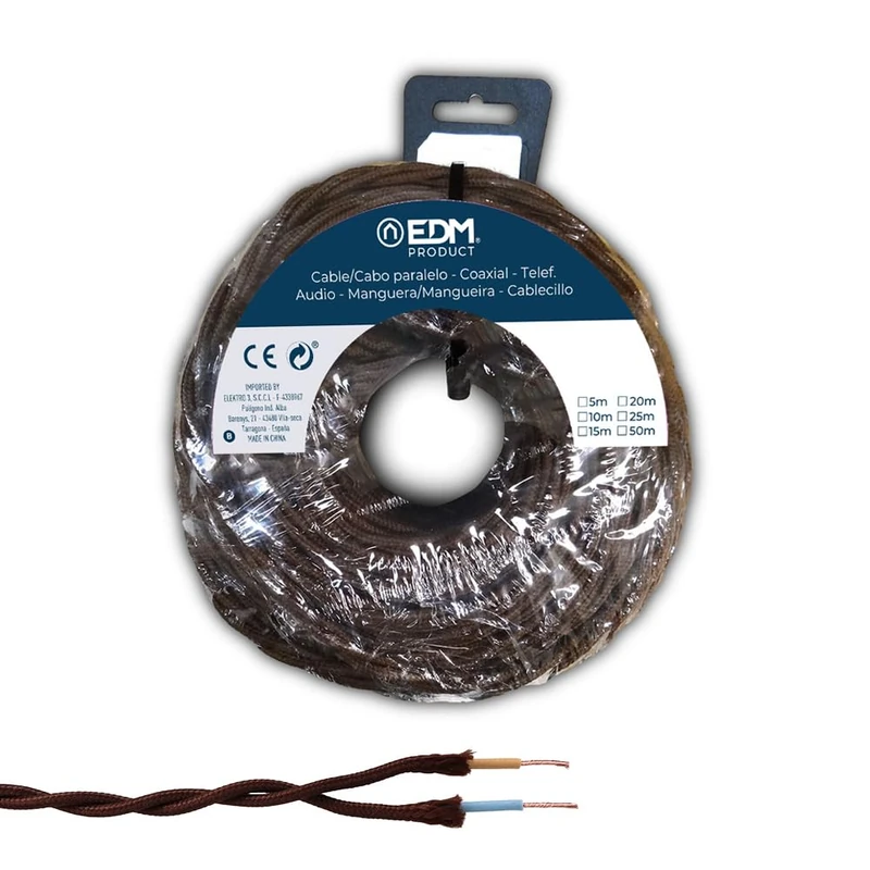 2 x 1 mm Braided Textile Parallel in Brown, Ideal for Crafts and Creative Projects. 25 m roll to Meet All Your Design Needs. - Image 1