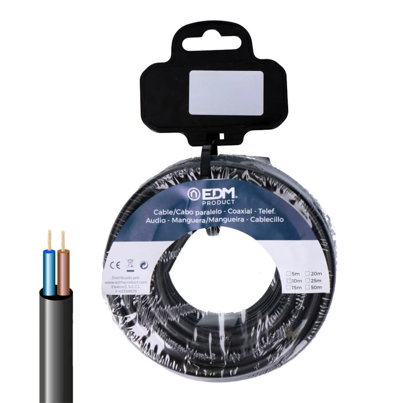Acrylic Hose Reel 2x1.5mm 1000V Black 25m. Ideal for Industrial use, Resistant and Flexible, ensures Excellent Conductivity and Long Durability in demanding Conditions. - Image 1