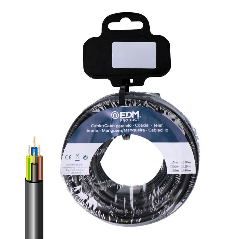 Acrylic Hose Reel 4 x 2.5 mm, Ideal for Electrical Work up to 1000 V. Colour: Black, with 15 m Length, Perfect for Safe and efficient Connections. - Image 1