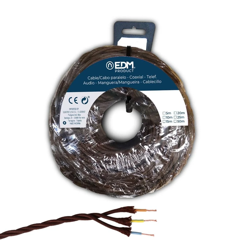 Parallel textile braided brown 3x1.5 mm, ideal for crafts and decoration projects. Comes in a roll of 25 meters, offering versatility and resistance in each use. - Image 1
