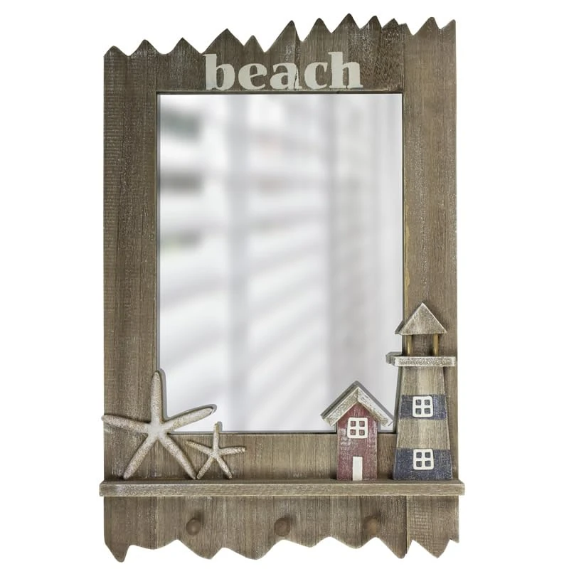 Nauticalia Beach Mirror with Starfish/Lighthouse, 60cm, Nicht Zutreffend - Image 1