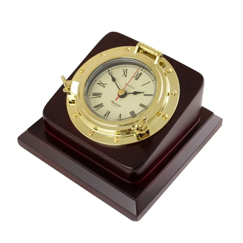 Nauticalia Anchor Porthole Desk Clock, 14cm
