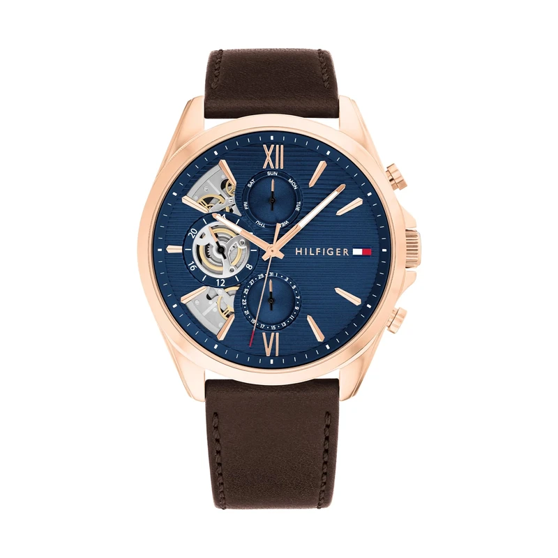 Tommy Hilfiger Analogue Multifunction Quartz Watch for Men with Brown Leather Strap - 1710645