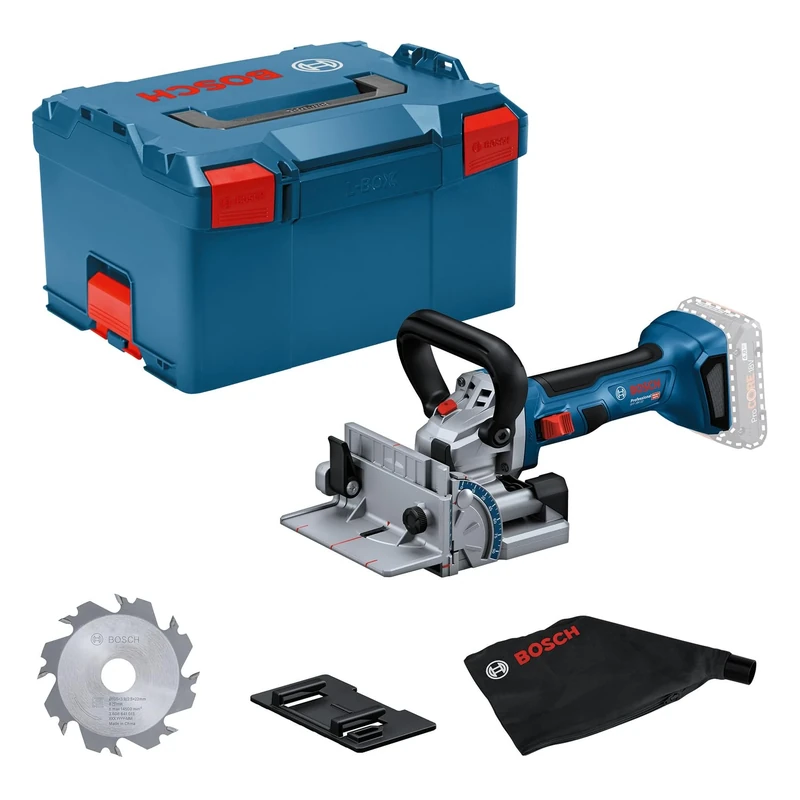 Bosch Professional 18V System Cordless Biscuit Joiner GFF 18V-22 (incl. Side milling Cutter, dust Bag, Clip-on Plate, pin-Type face-Wrench, L-BOXX)