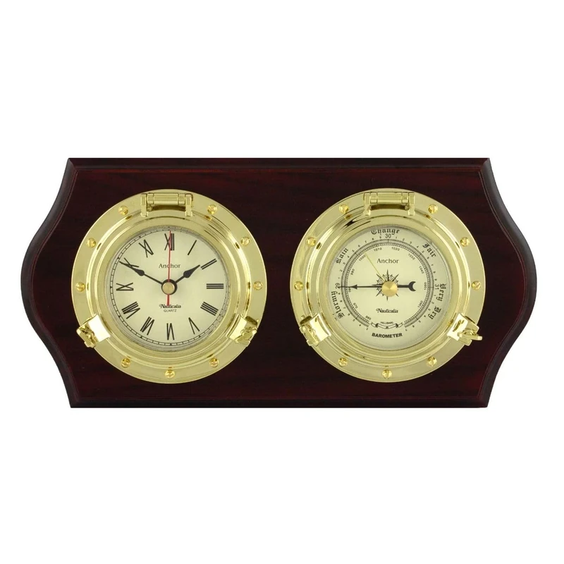 Nauticalia Anchor Porthole Clock and Barometer Set
