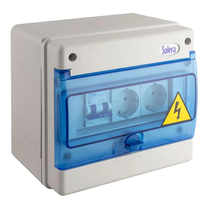 INDUSTRIAL PICTURE ASSEMBLED WITH 8 ELEMENTS. Compact dimensions of 215x160x200 mm, ideal for optimizing space and maintaining order in electrical installations. Model 1308A-C9.