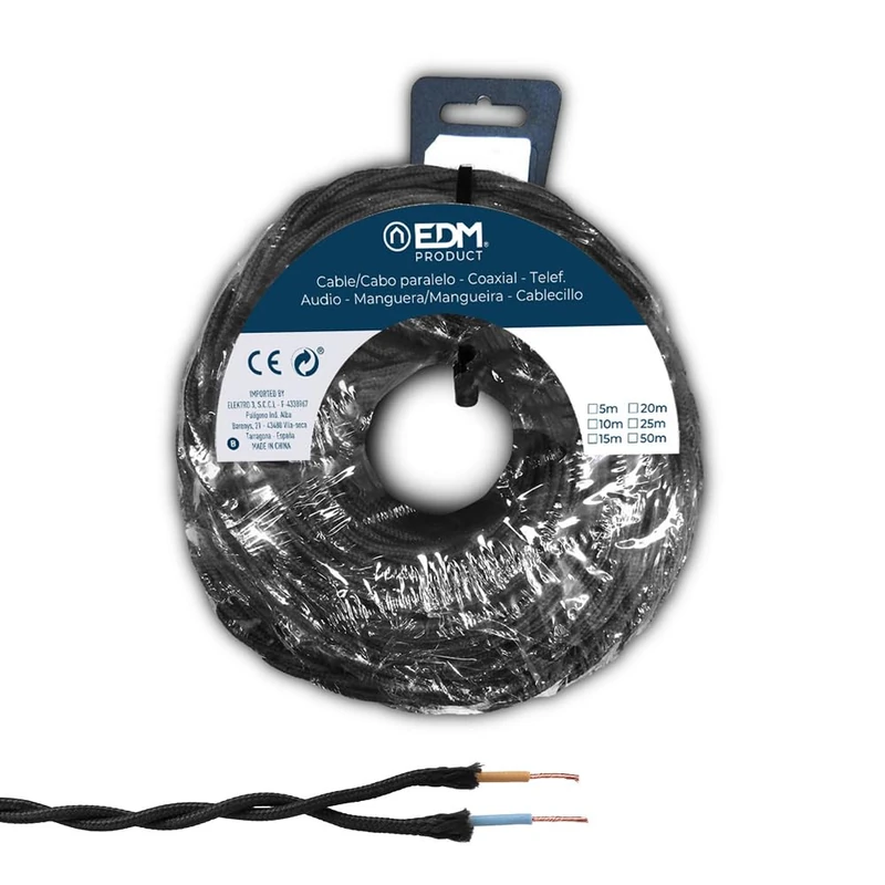 Parallel Textile Braided 2x1.5mm Black 25m: Ideal for use in Decoration, Crafts and Design Projects. Sturdy and Flexible, Perfect for Giving Style and Durability.