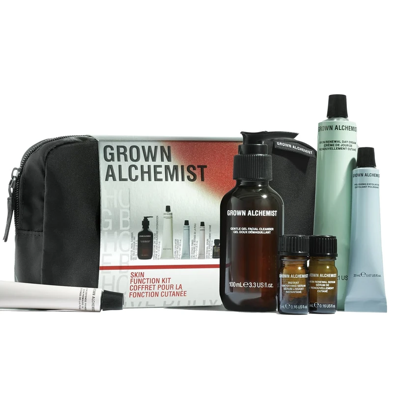 Grown Alchemist Skin Function Face Holiday Kit and Travel Bag - Skincare Gift Set includes Face Cleanser, Serum, Exfoliator, Day Cream, Primer - Hydrating Beauty Products, Vegan Gifts For Women