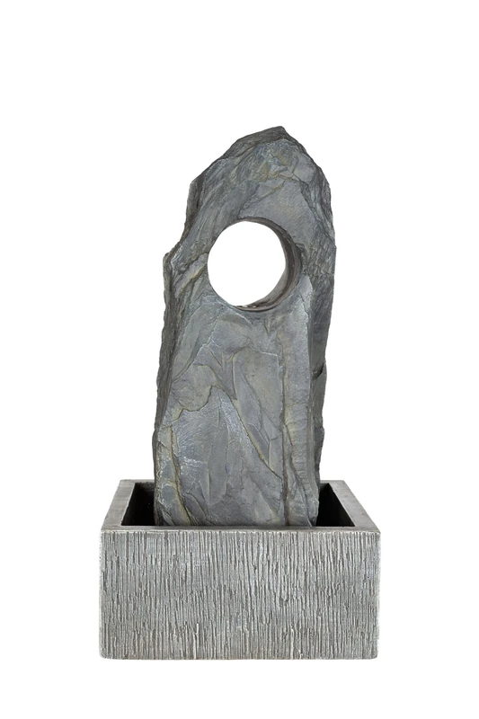 Easy Fountain Cambrian Monolith Garden Water Feature – Self-Contained Outdoor Fountain with Recirculating Pump, Polyresin, for Patio & Garden