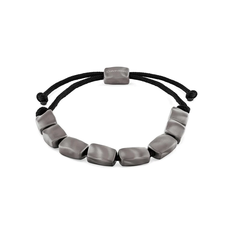 Calvin Klein Men's CK METALLIC WAVES Collection Nylon Bracelet with GunMetal Ion Plating (IP) - 35100034