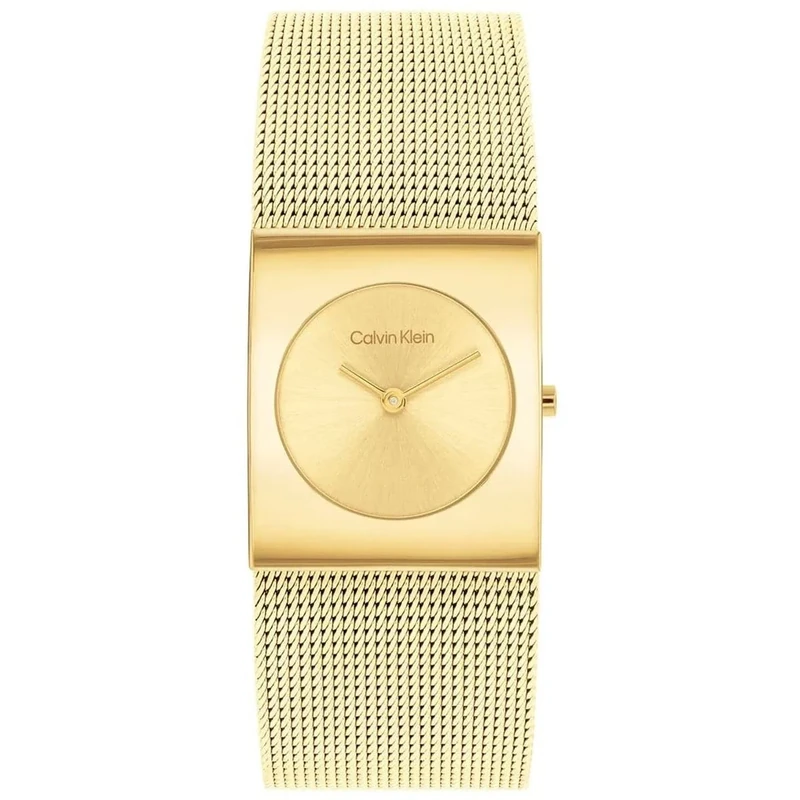 Calvin Klein Analogue Quartz Watch for Women CK Pulse Collection with Gold Colored Stainless Steel Mesh Bracelet - 25100062