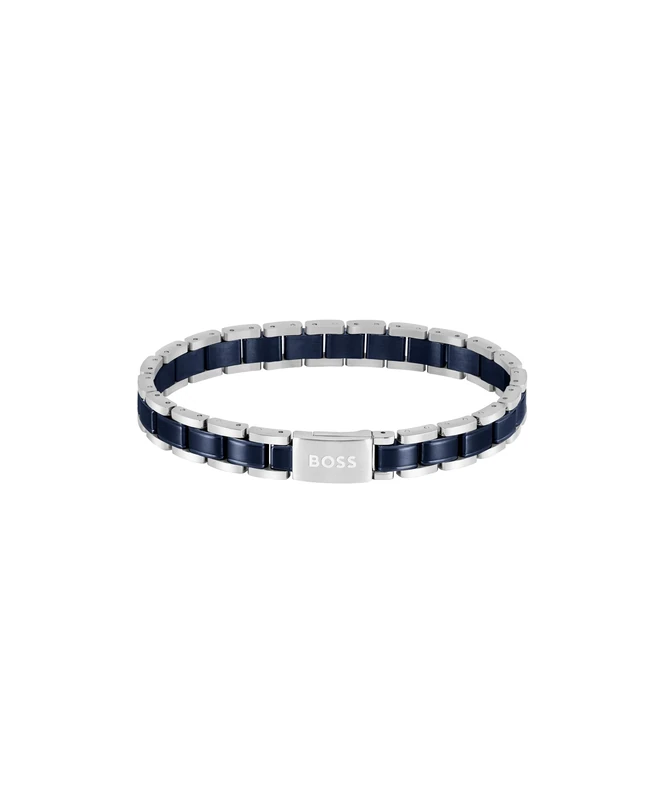 BOSS Jewelry Men's METAL LINKS Collection Link Bracelet in Stainless Steel in blue, black and yellow gold