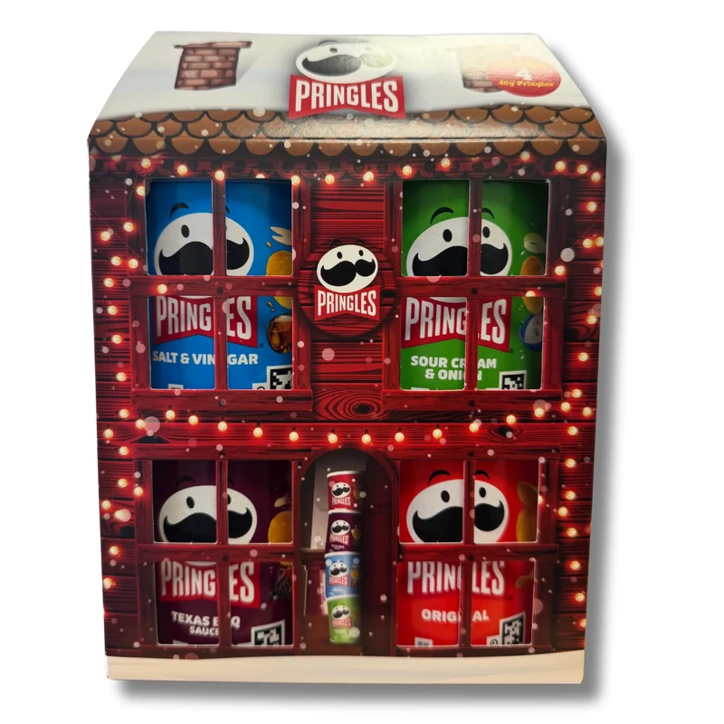 Pringles Christmas House 4 Piece - Party Snack Pack - 4 x 40g Gift Pack Assorted Flavoured Crisps - Ideal for Christmas and Birthdays - Image 1