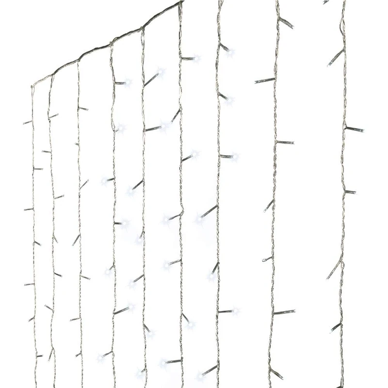 Zarivy Cool White Outdoor LED Curtain, 2.25 x 1.5 m, with 240 LEDs, Ideal for Decorating Your Outdoor Space, Bringing a Warm and Festive Atmosphere on Any Occasion.