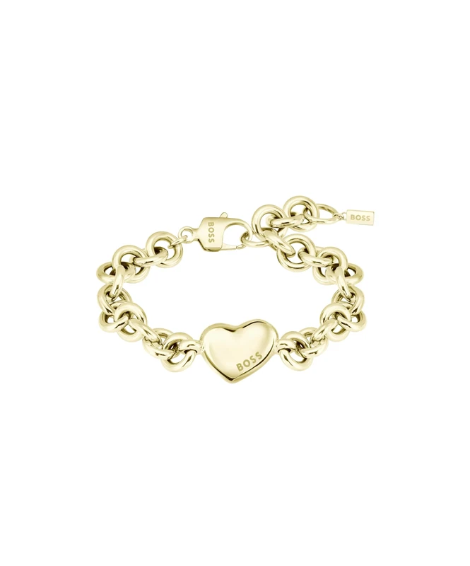 BOSS Jewelry Women's HONEY LOVE Collection Chain Bracelet in Yellow Gold with a Heart Charm - 1580639