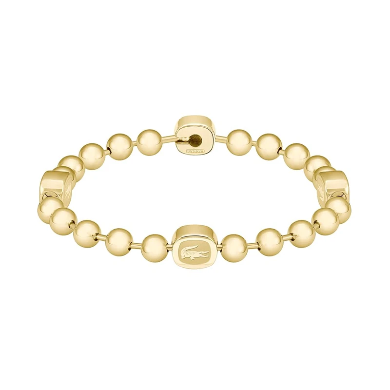 Lacoste Men's VIGOR Collection Beaded Bracelet in Stainless Steel and Yellow Gold