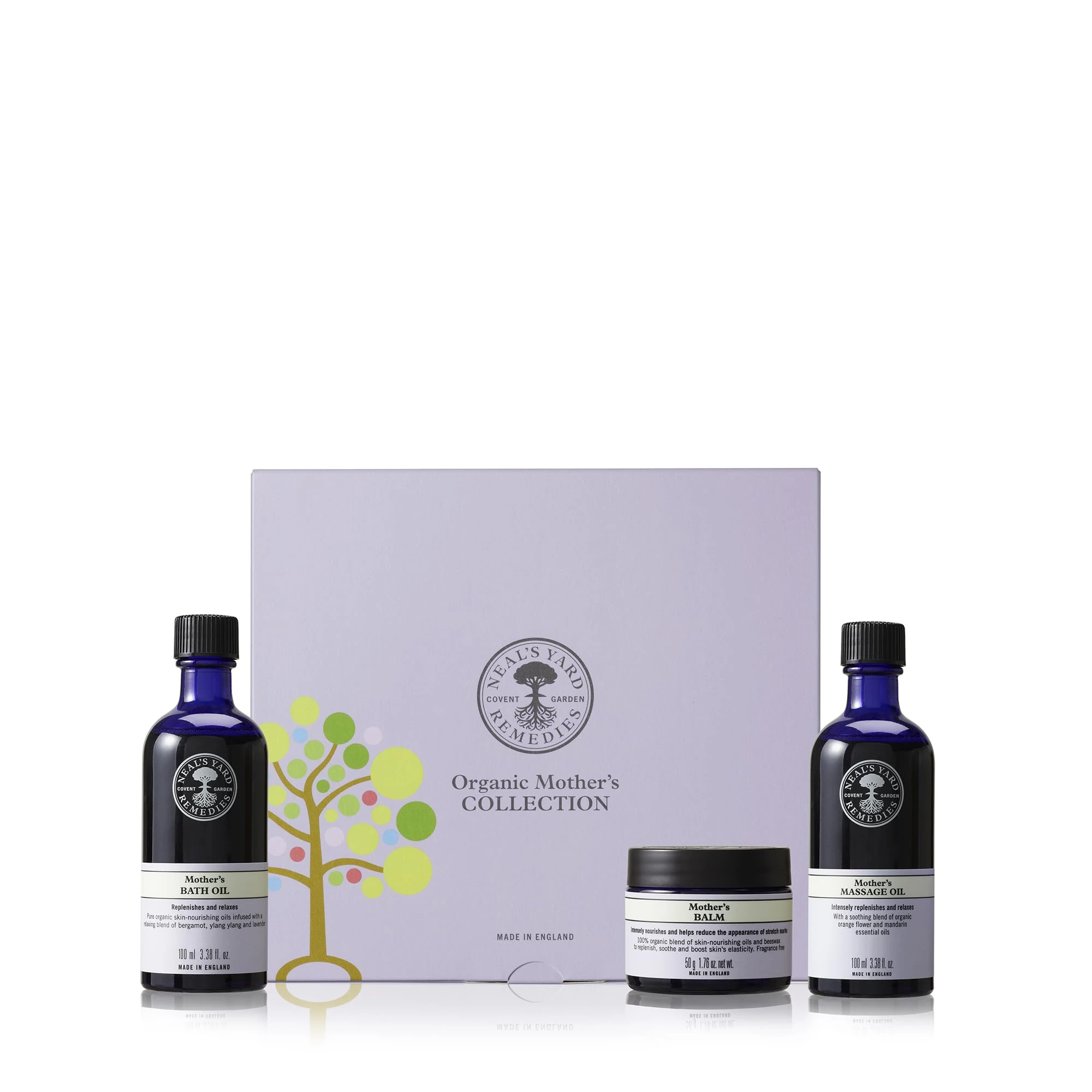 Neal's Yard Remedies Mother Collection Gift Set, With Massage Oil, Bath Oil & Body Balm, Deeply Nourishes, Replenishes & Relaxes, Set of 3