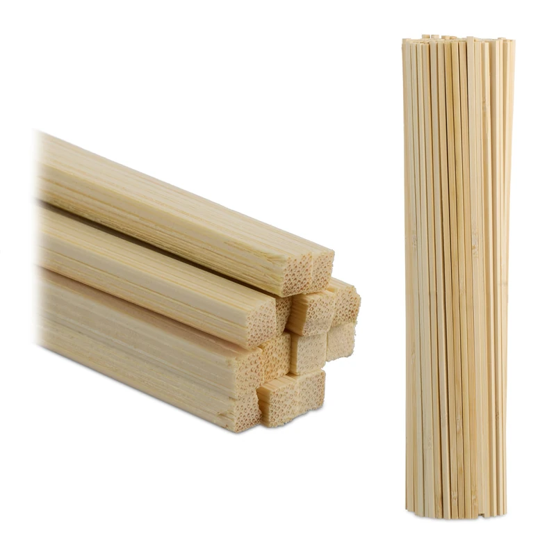 Relaxdays Set of 200 Bamboo Sticks, HWD: 30 x 0.4 x 0.4 cm, Craft Rods for DIY, Square, Support for Houseplants, Natural