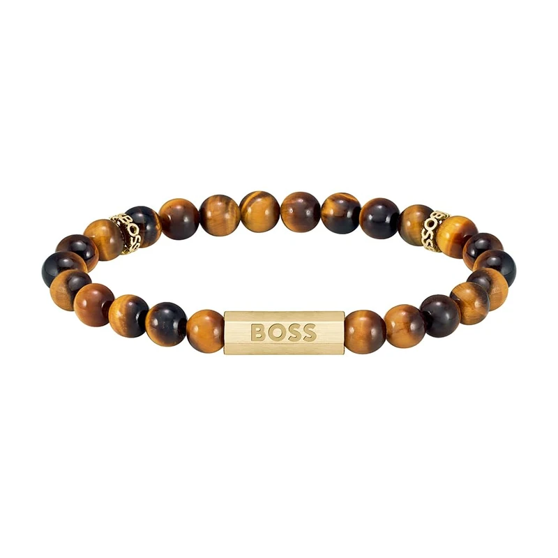 BOSS Jewelry Men's SPHERE STONES Collection Bracelet with Tiger Eye Stones - 1580661M