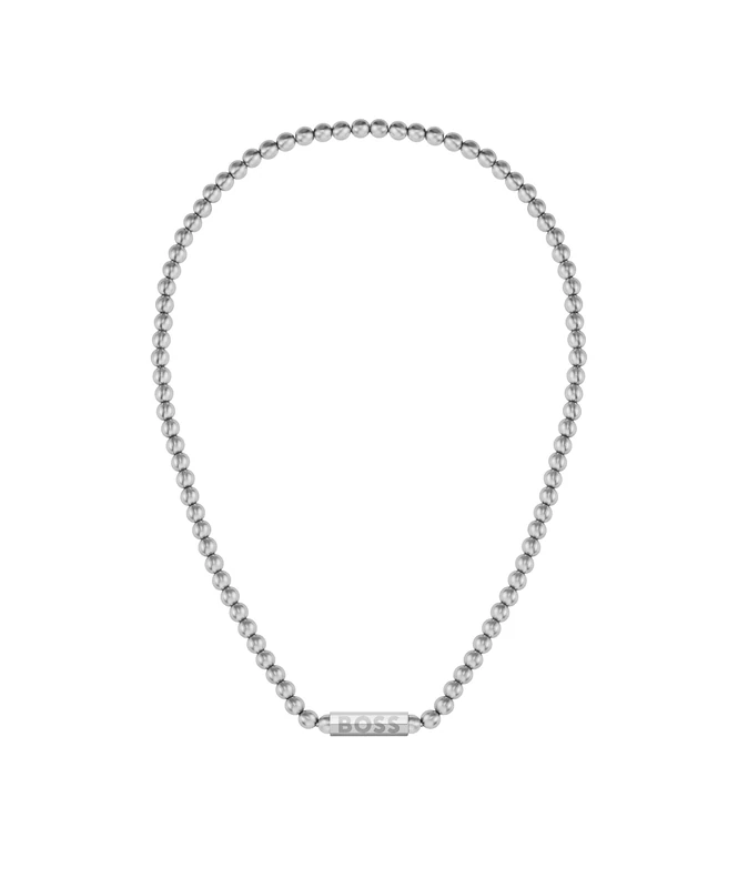 BOSS Jewelry Men's SPHERE Collection Beaded Necklace in Stainless Steel - 1580656