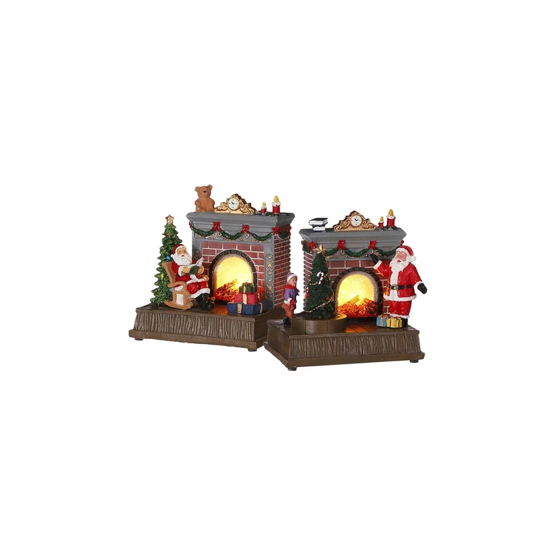 Zarivy Decorative Fireplace with Assorted Models, Christmas Design, Ideal for Setting and Decorating Festive Spaces.