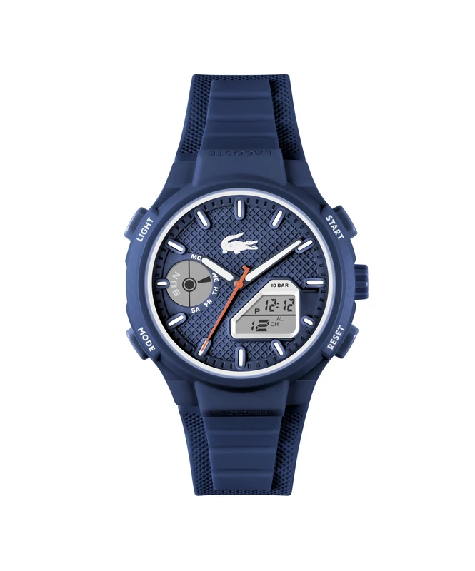 Lacoste Analog-Digital Multifunction Quartz Watch for Men LC33 Collection with Blue Silicone Bracelet - 2011370