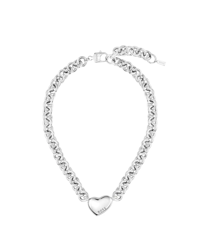 BOSS Jewelry Women's HONEY LOVE Collection Chain Necklace in Stainless Steel with a Heart Charm - 1580636