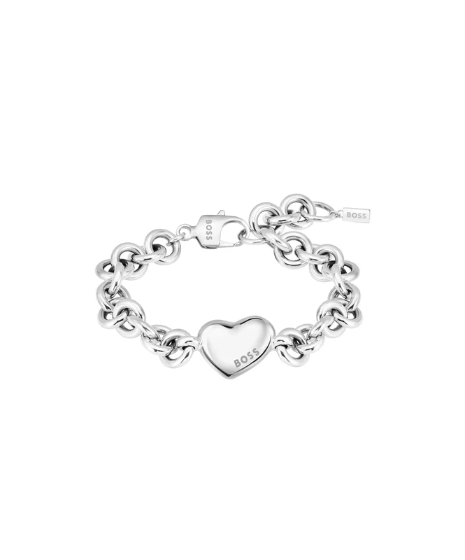 BOSS Jewelry Women's HONEY LOVE Collection Chain Bracelet in Stainless Steel with a Heart Charm - 1580638