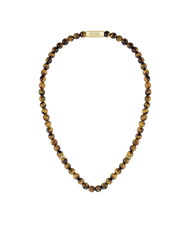 BOSS Jewelry Men's SPHERE STONES Collection Necklace with Tiger Eye Stones - 1580663