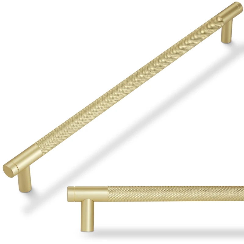 POVEFONK 10 Pack 12-5/8 inch Brushed Brass Kitchen Cabinet Handles Knurled Cabinet Pulls Gold Drawer Pulls Kitchen Hardware Dresser Handles