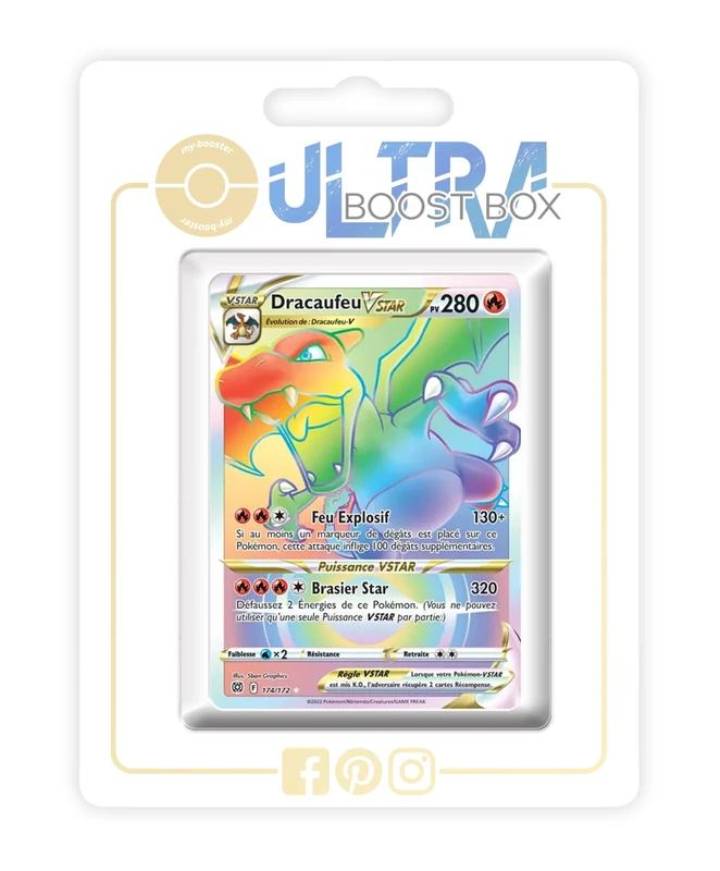 Dracaufeu VSTAR (Charizard VSTAR) 174/172 Shiny Rainbow - my-booster X Épée et Bouclier 9 - Stars Étincelantes - Box of 10 Pokemon French Cards