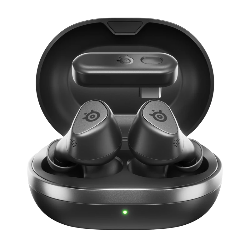 SteelSeries Arctis GameBuds for PS5 - Wireless Gaming Earbuds - 2.4GHz + BT 5.3 - ANC/Transparency - IP55 Water Resistant - 40H Battery - Wireless Charging - PS5, PC, Switch 2, Mobile - Black - Image 1
