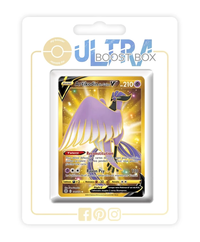 Artikodin de Galar V (Galarian Articuno V) 181/172 Shiny Gold - my-booster X Épée et Bouclier 9 - Stars Étincelantes - Box of 10 Pokemon French Cards