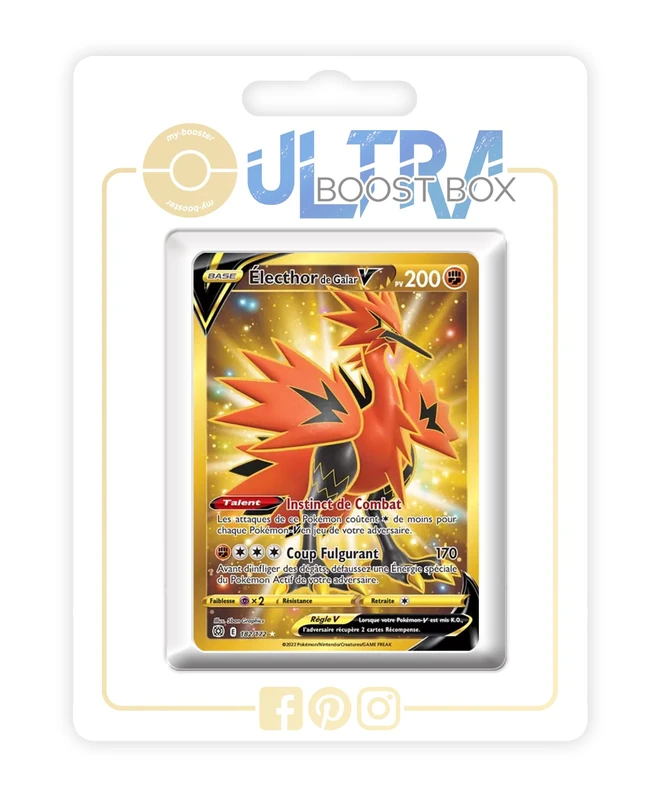 Électhor de Galar V (Galarian Zapdos V) 182/172 Shiny Gold - my-booster X Épée et Bouclier 9 - Stars Étincelantes - Box of 10 Pokemon French Cards