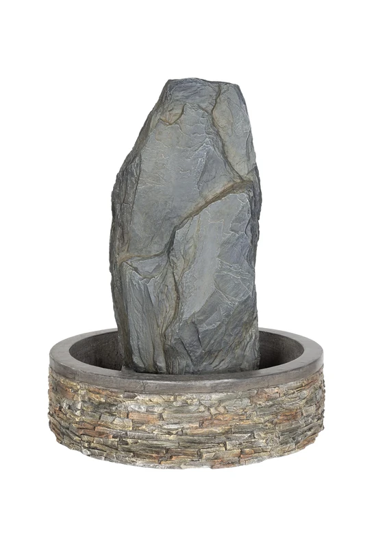Easy Fountain Snowdonia Monolith Garden Water Feature – Self-Contained Outdoor Fountain with Recirculating Pump, Polyresin, for Patio & Garden