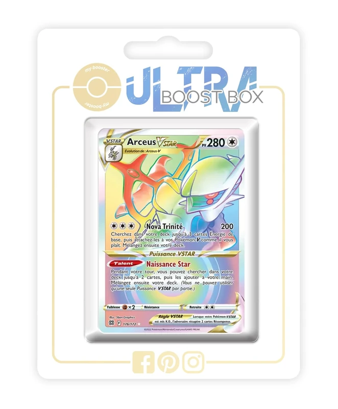 Arceus VSTAR 176/172 Shiny Rainbow - my-booster X Épée et Bouclier 9 - Stars Étincelantes - Box of 10 Pokemon French Cards